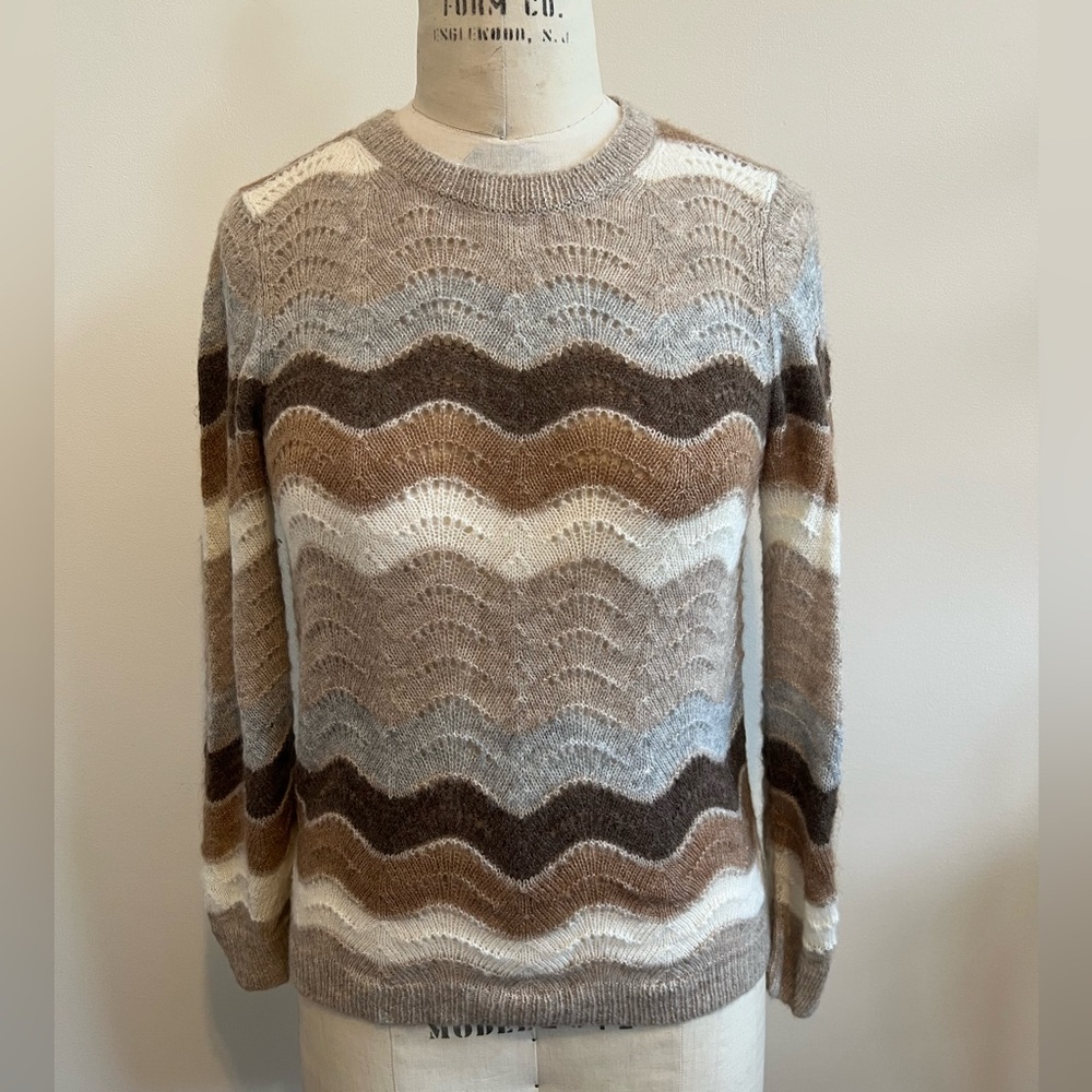 LoveShackFancy Beige and Cream Knit Sweater